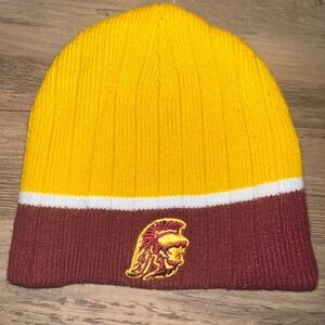 USC Trojans Beanie Hat Cardinal Red Gold Knit Cap Embroidered Logo NCAA Fan Gear